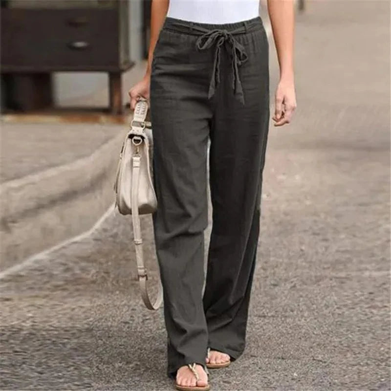Cotton Linen Wide Trousers