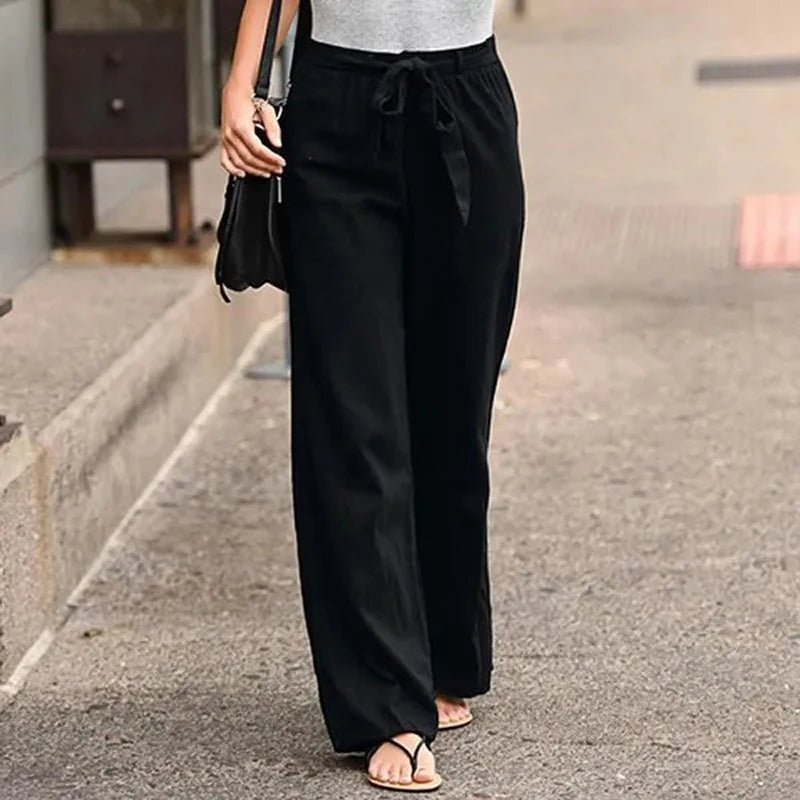 Cotton Linen Wide Trousers