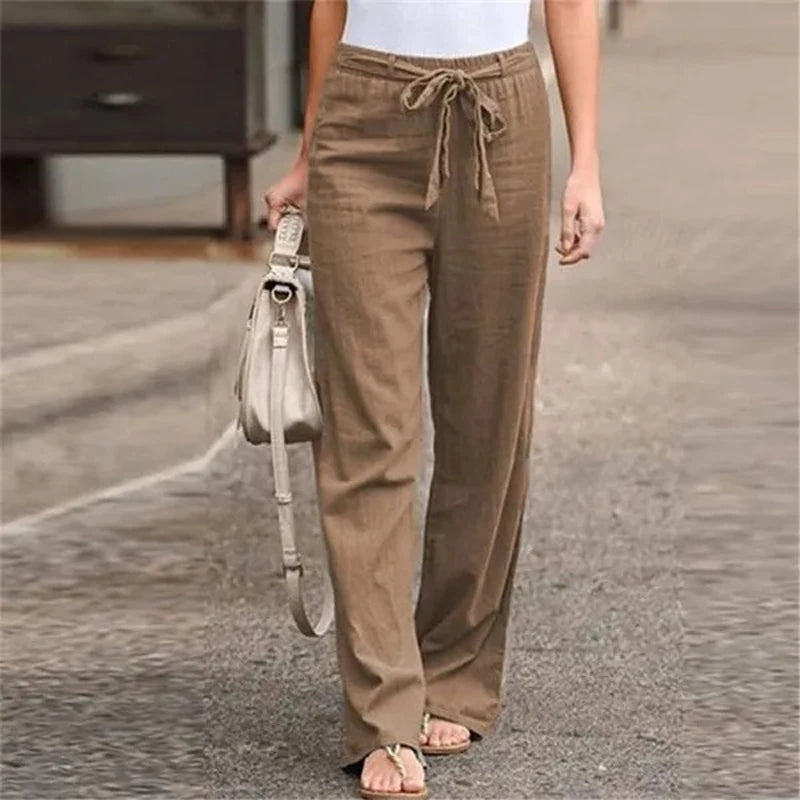 Cotton Linen Wide Trousers