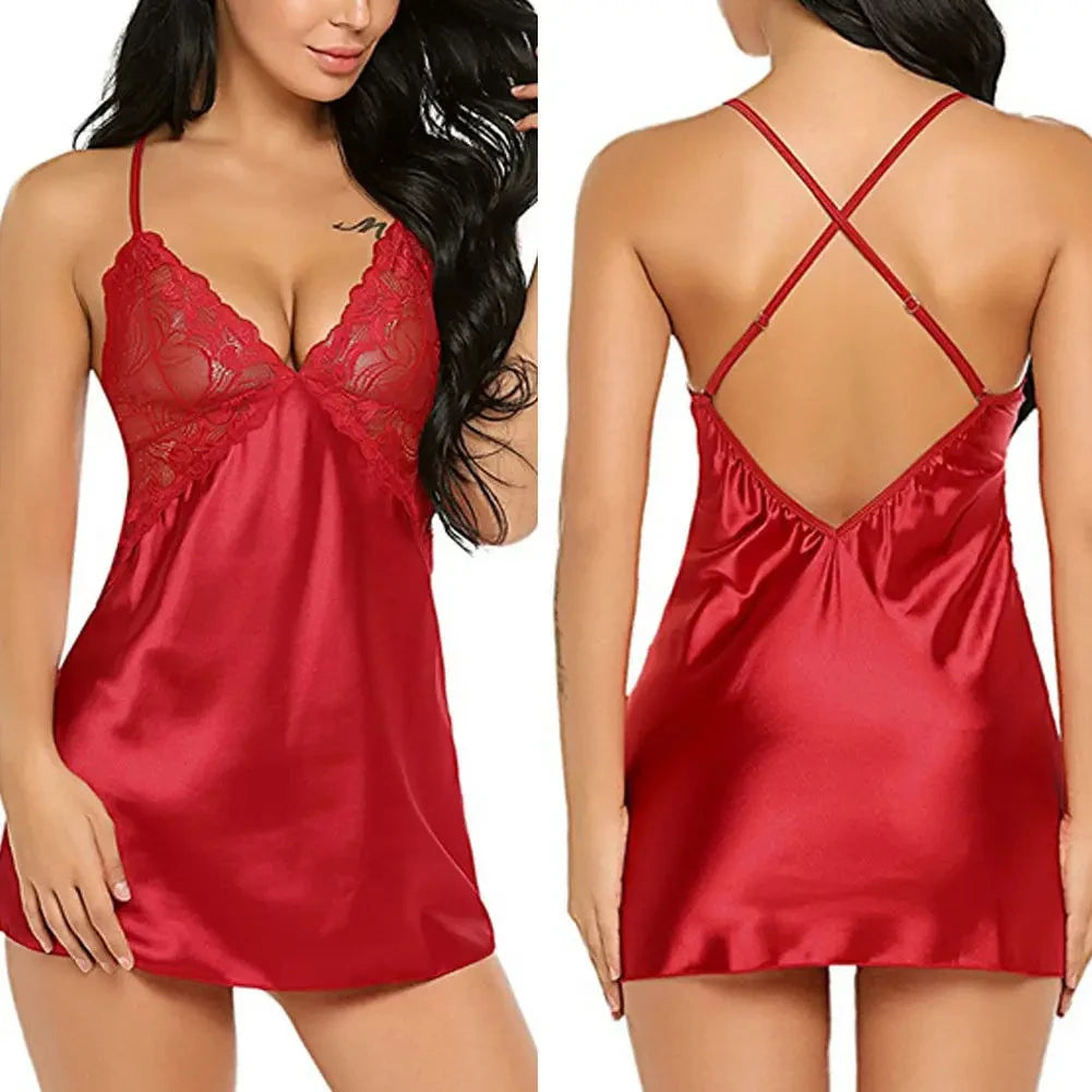 Satin Lace Nightdress Set