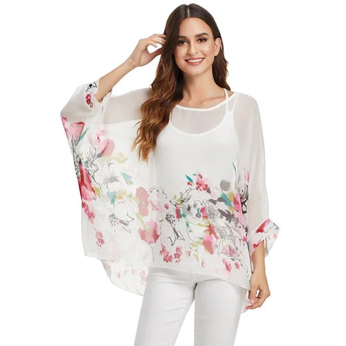 Batwing Boho Chiffon Blouse