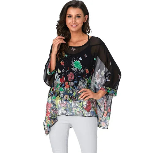 Batwing Boho Chiffon Blouse