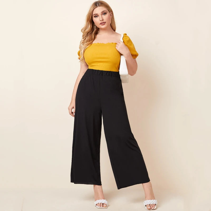 Elastic Wide Leg Pants