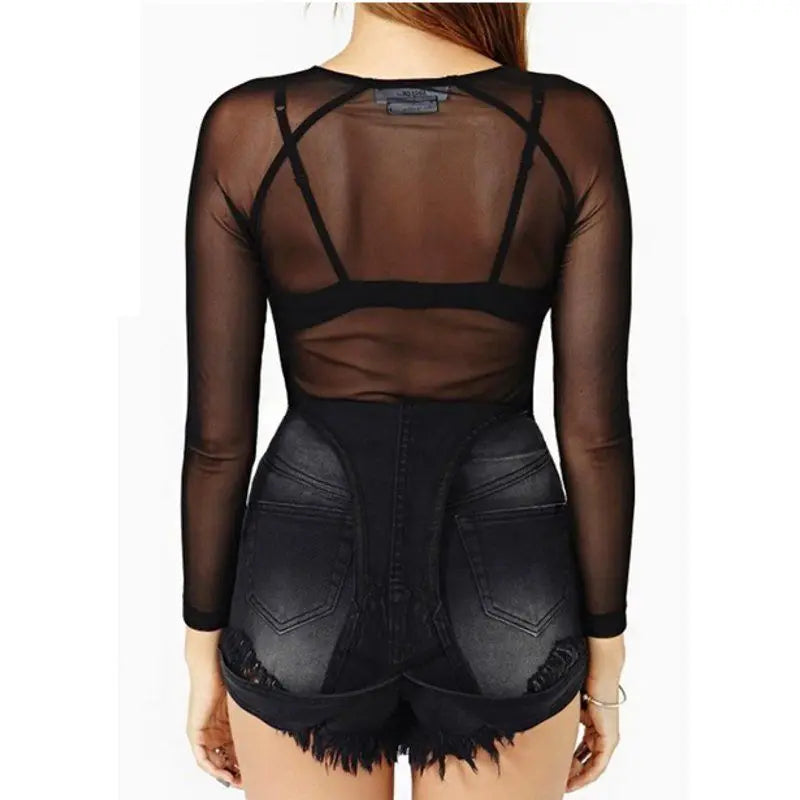 Black Mesh Long Top