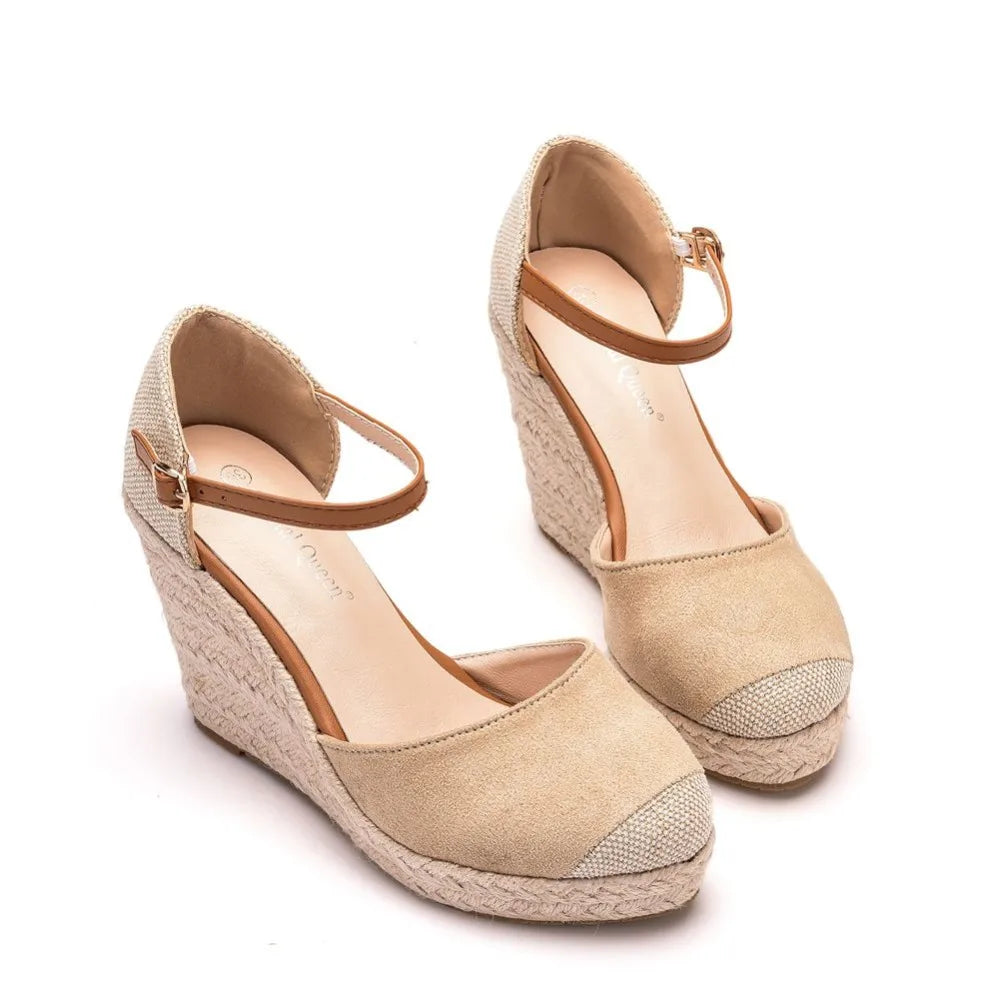 Suede Wedge Ankle Sandals