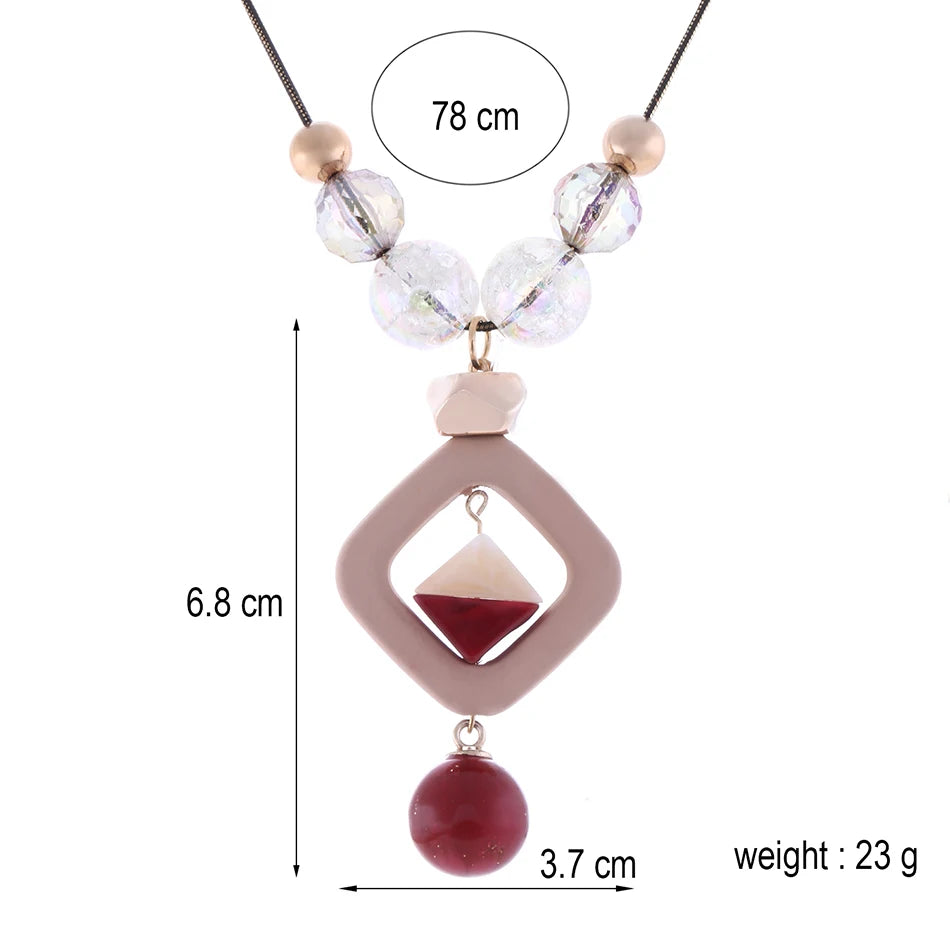 Acrylic Bead Sweater Necklace