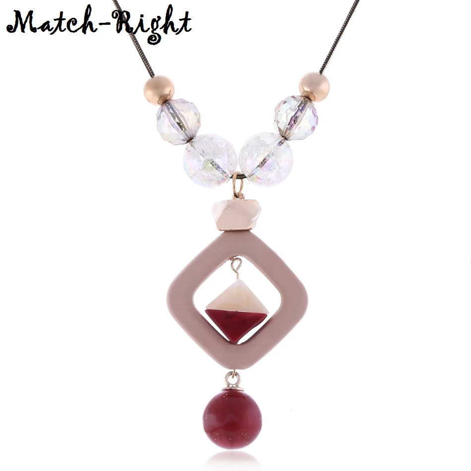 Acrylic Bead Sweater Necklace