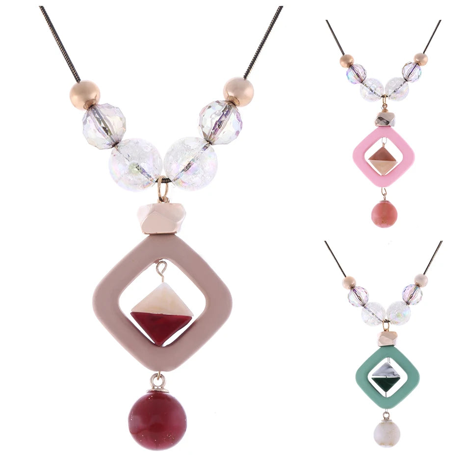 Acrylic Bead Sweater Necklace