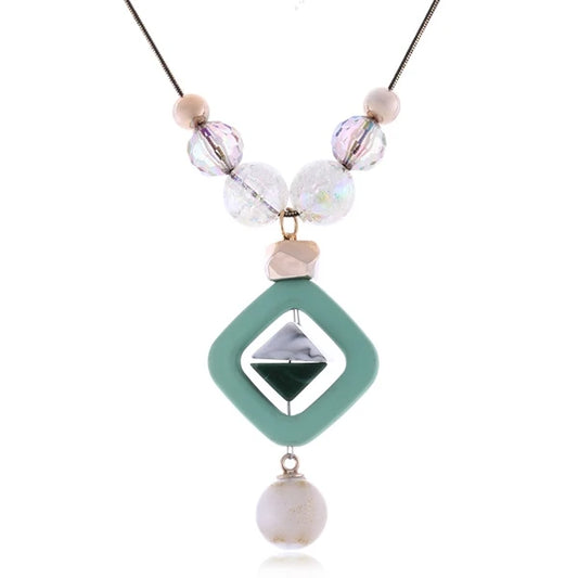 Acrylic Bead Sweater Necklace