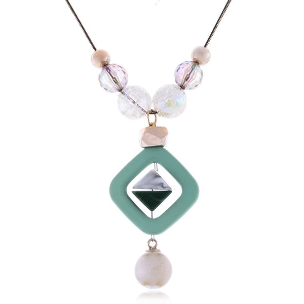 Acrylic Bead Sweater Necklace
