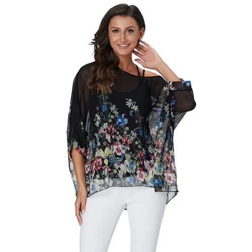 Batwing Boho Chiffon Blouse