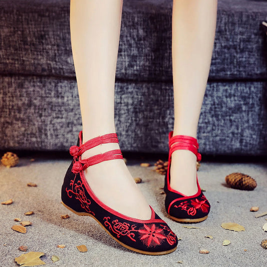 Sunflower Embroidered Canvas Flats