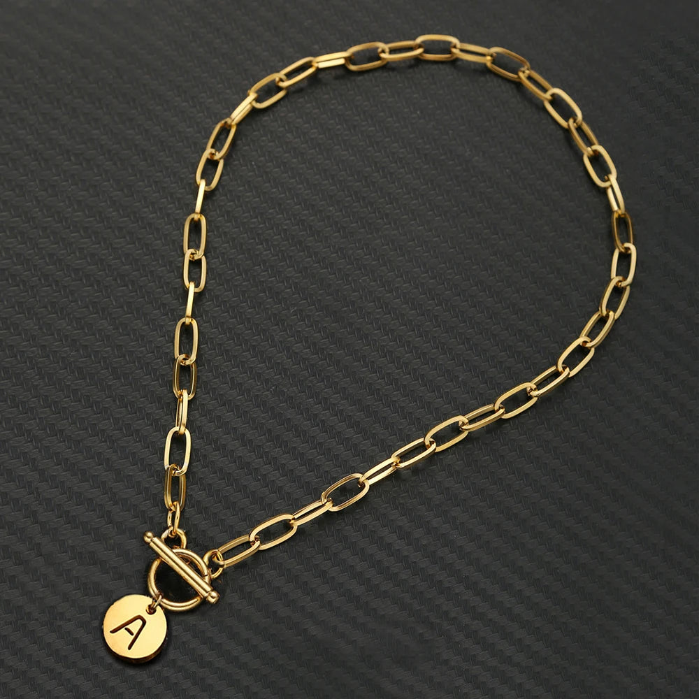 Initial Paper Clip Necklace