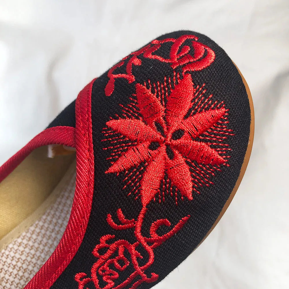 Sunflower Embroidered Canvas Flats