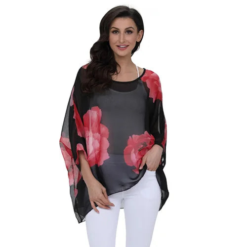 Batwing Boho Chiffon Blouse