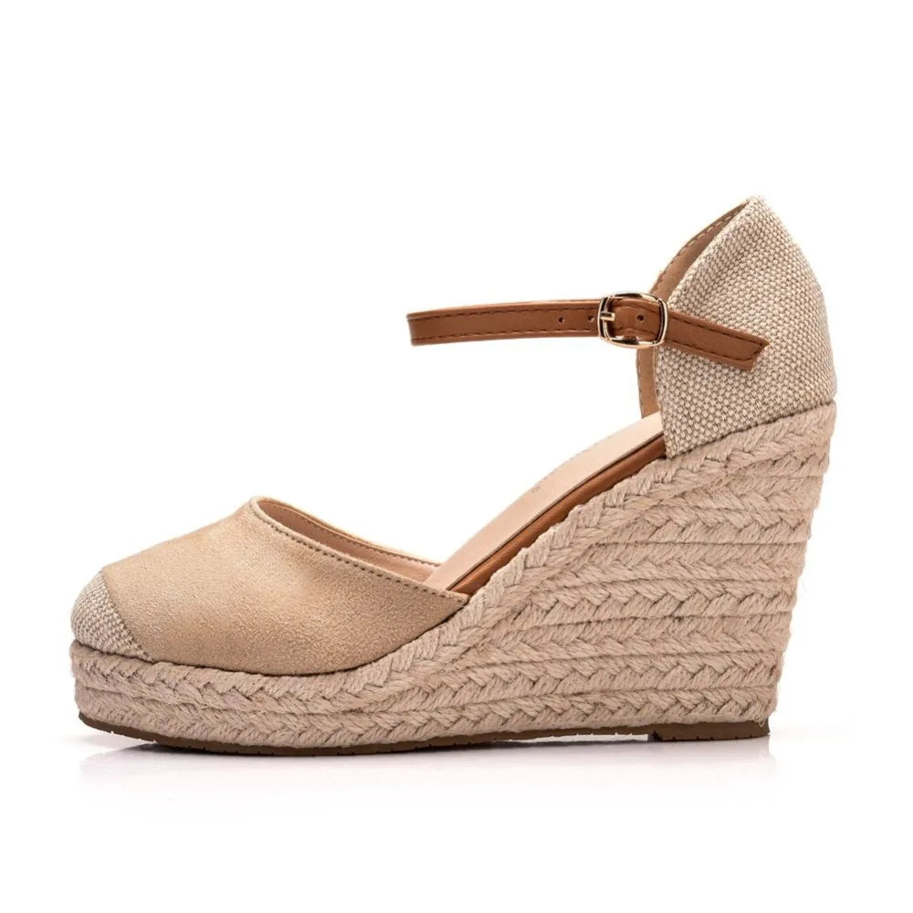 Suede Wedge Ankle Sandals