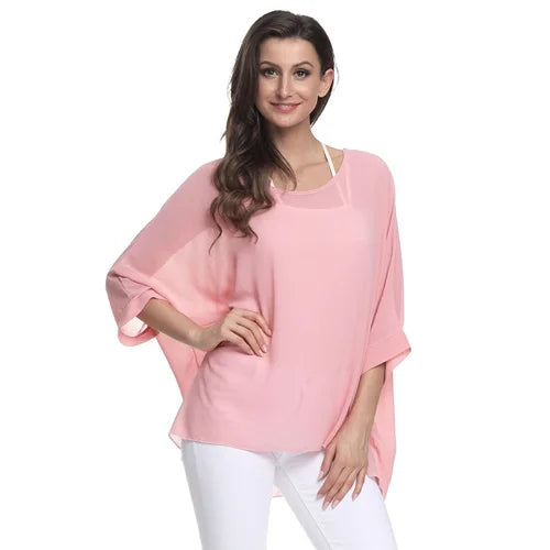 Batwing Boho Chiffon Blouse