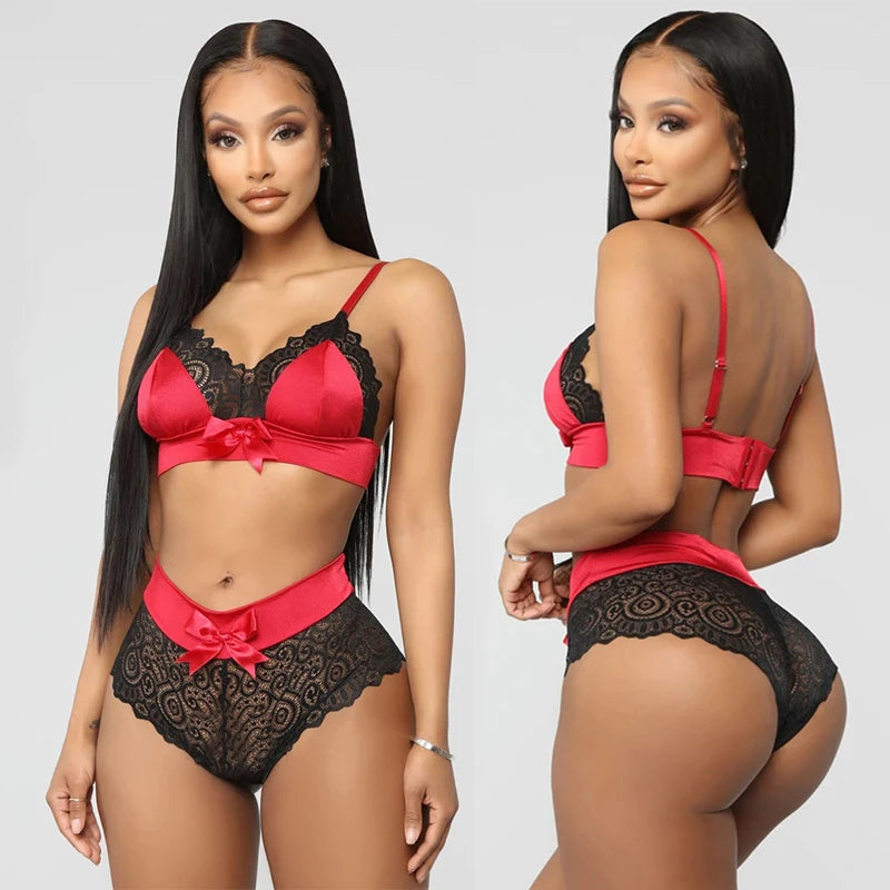 Lace Tie Bralette Set