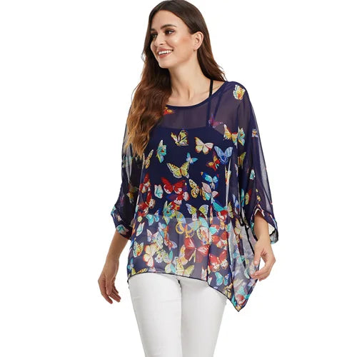 Batwing Boho Chiffon Blouse