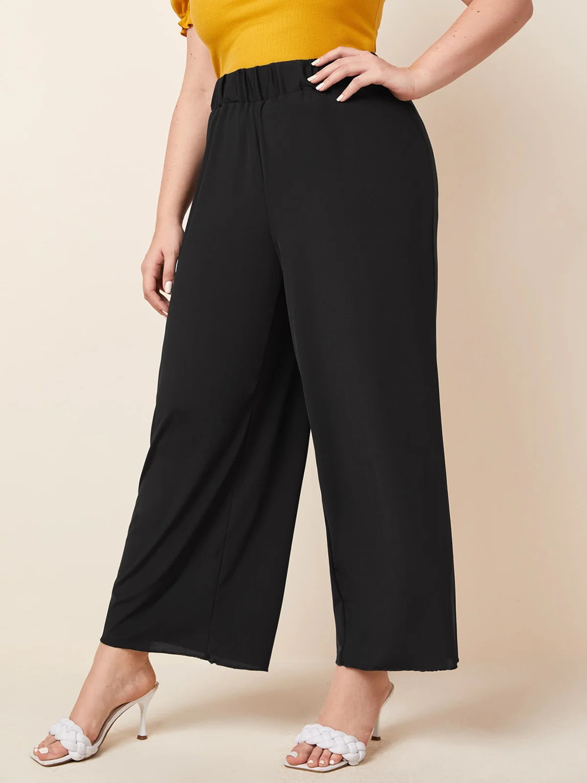 Elastic Wide Leg Pants