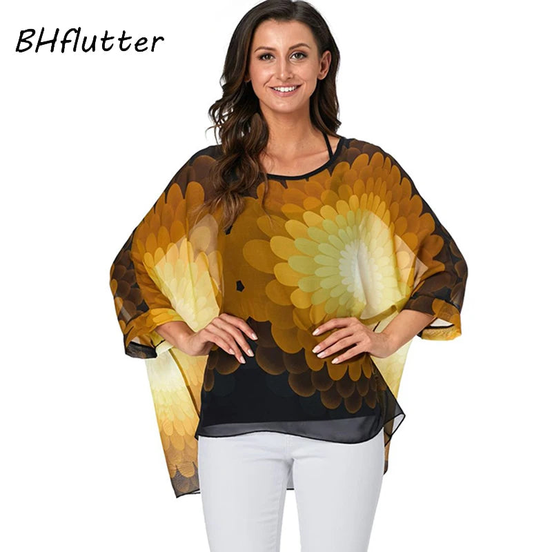 Batwing Boho Chiffon Blouse