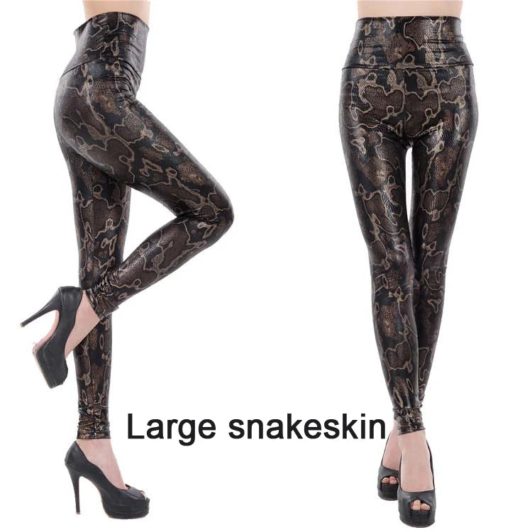 Snakeskin Faux Leather Leggings