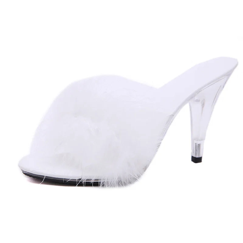 Feather Transparent Heel Sandals