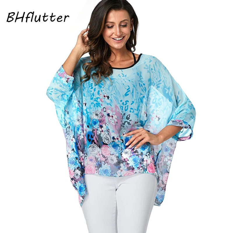 Batwing Boho Chiffon Blouse