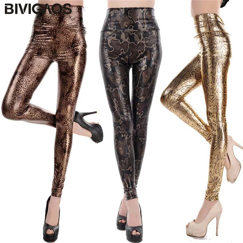 Snakeskin Faux Leather Leggings