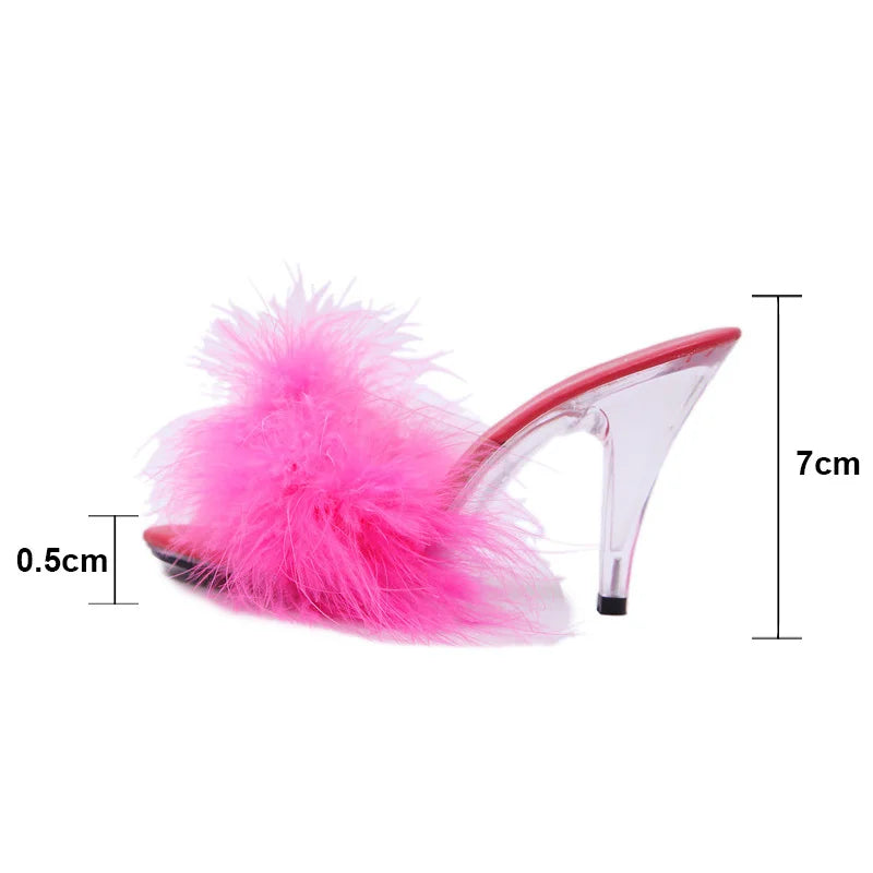 Feather Transparent Heel Sandals