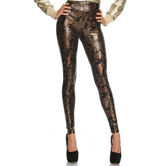 Snakeskin Faux Leather Leggings
