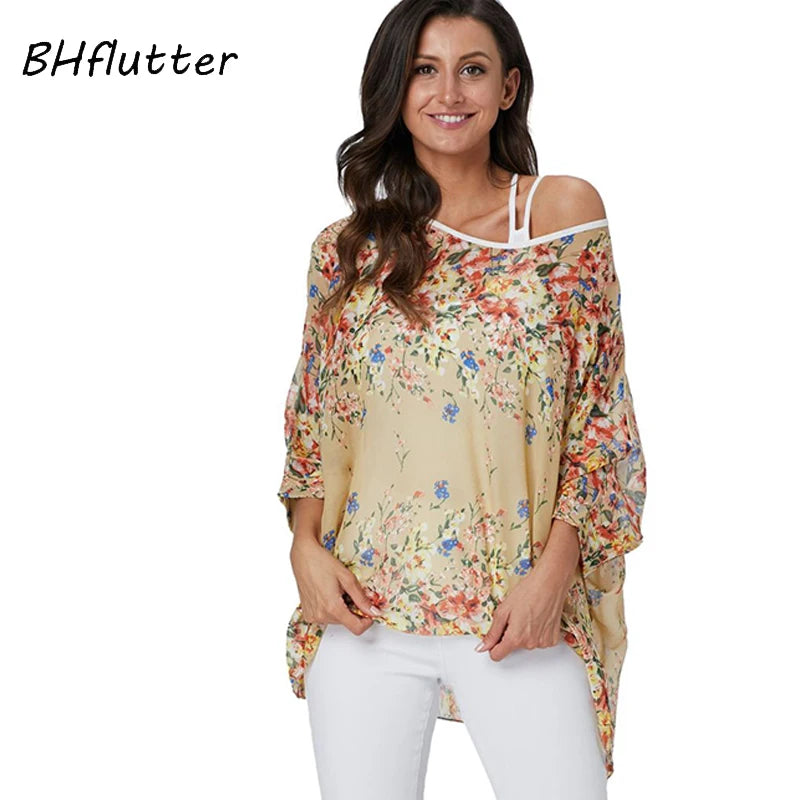 Batwing Boho Chiffon Blouse