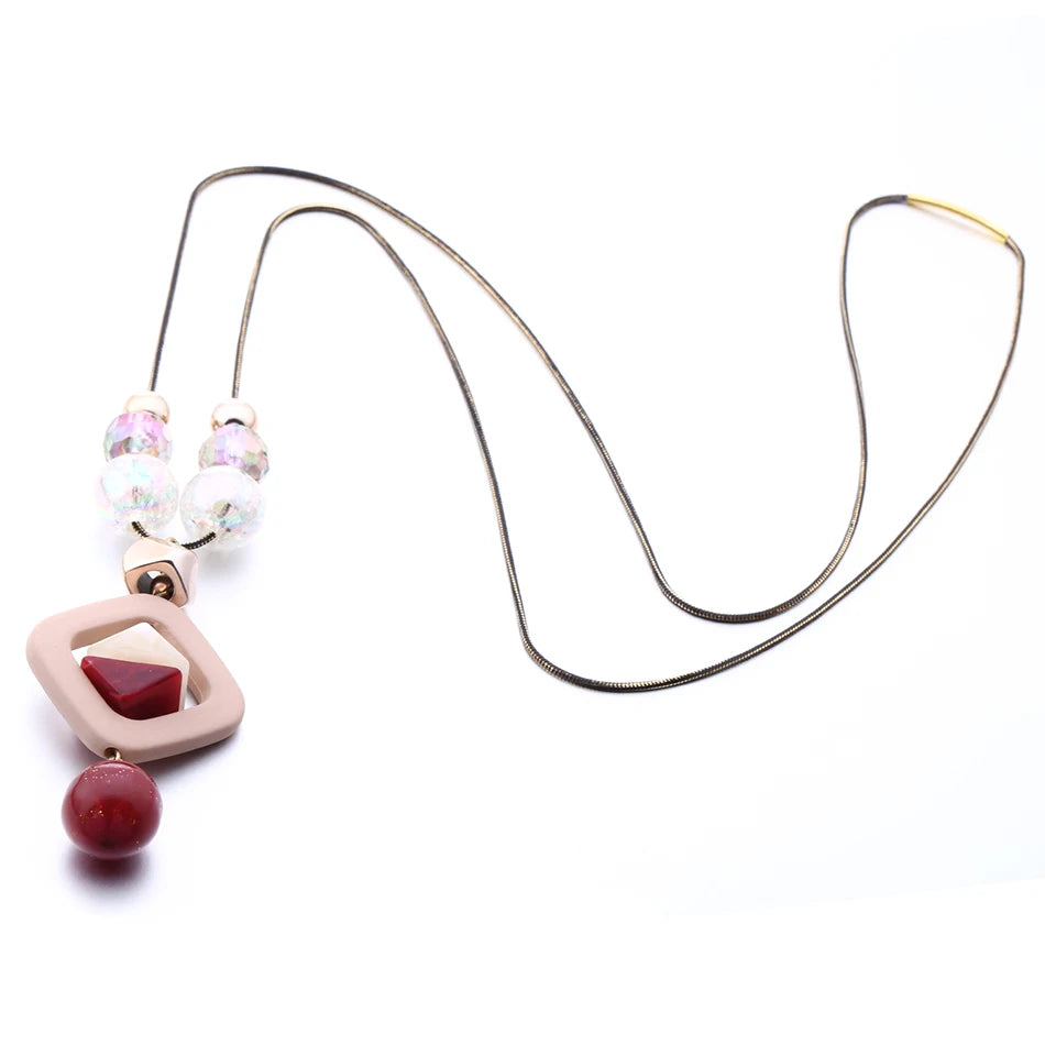 Acrylic Bead Sweater Necklace