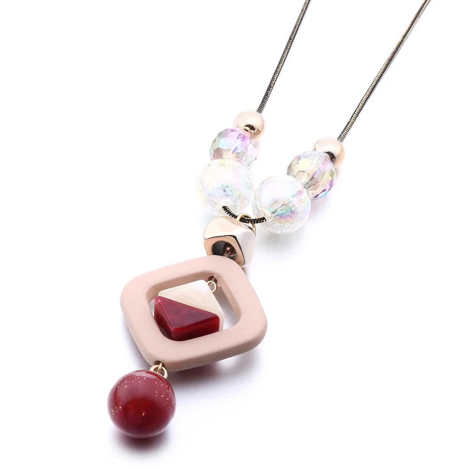Acrylic Bead Sweater Necklace