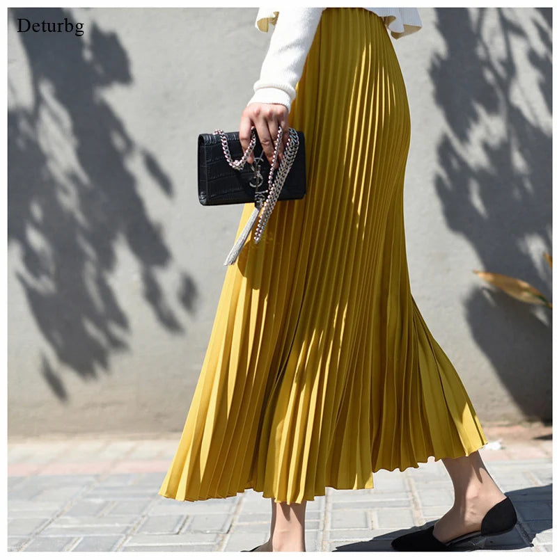 Chiffon Pleated Midi Skirt