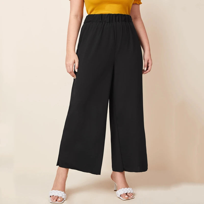 Elastic Wide Leg Pants