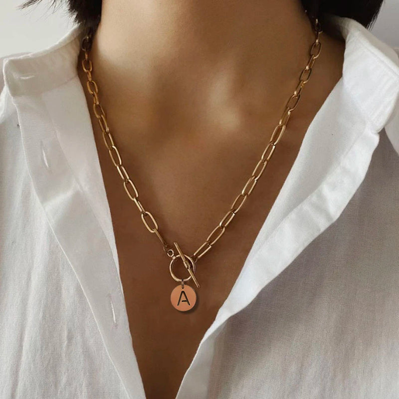 Initial Paper Clip Necklace