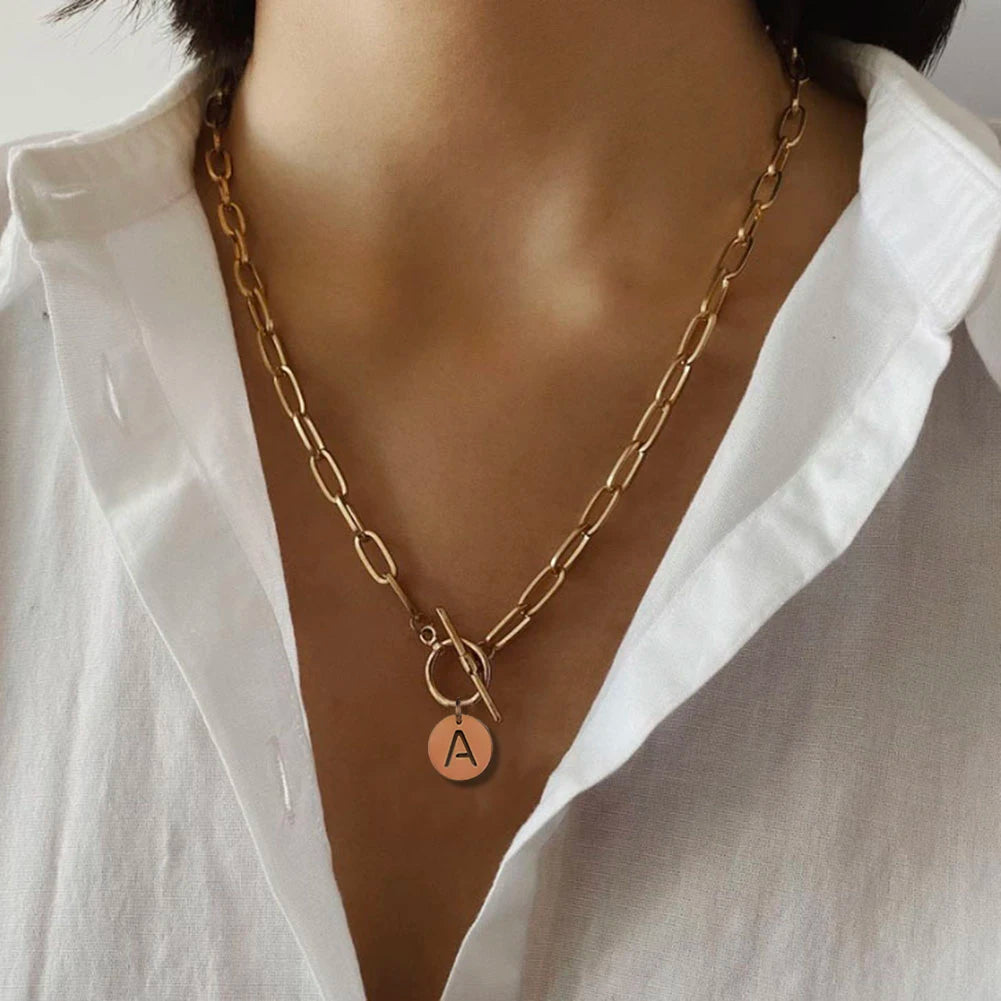 Initial Paper Clip Necklace