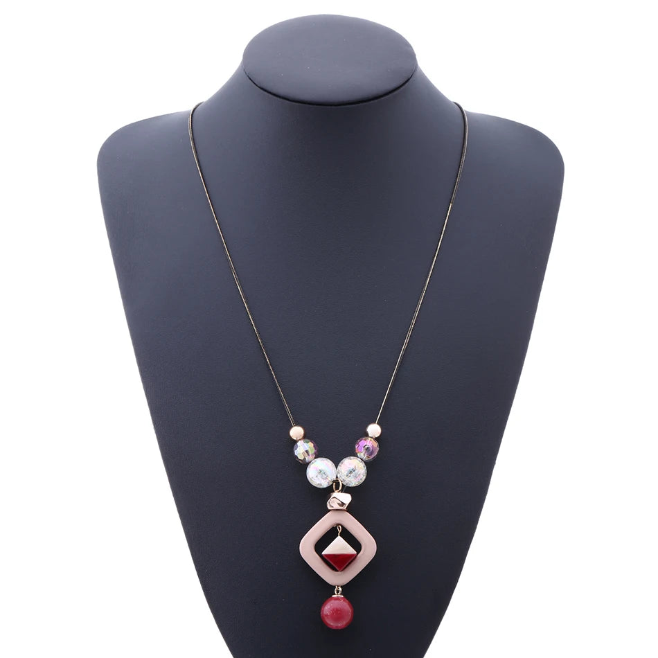 Acrylic Bead Sweater Necklace