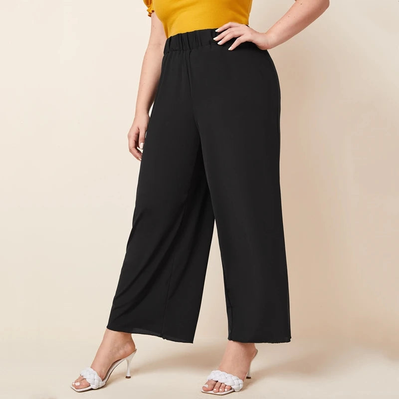 Elastic Wide Leg Pants