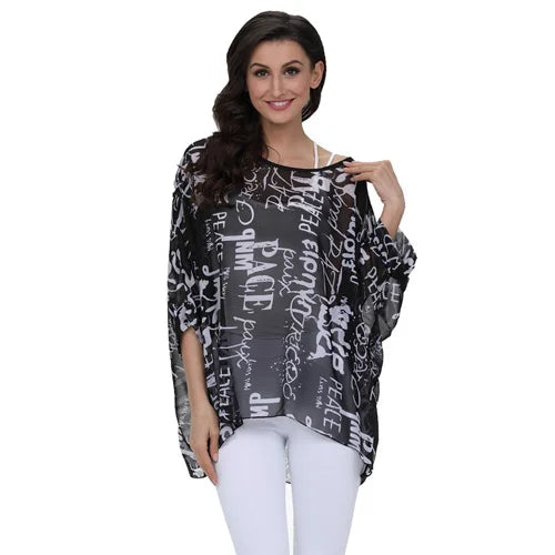 Batwing Boho Chiffon Blouse