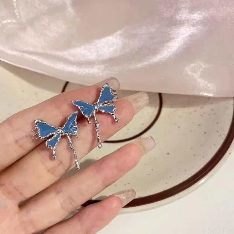 Blue Butterfly Drop Earrings