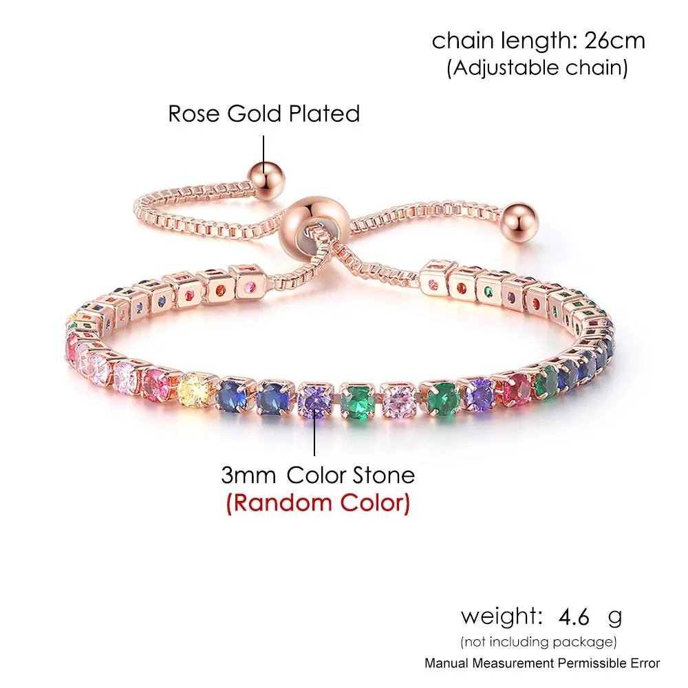 Rainbow Zircon Tennis Bracelet