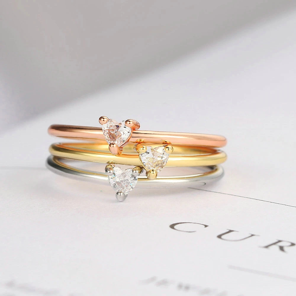 Dainty Heart Zircon Ring