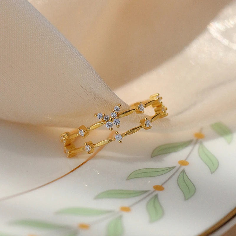 Double Butterfly Zircon Ring