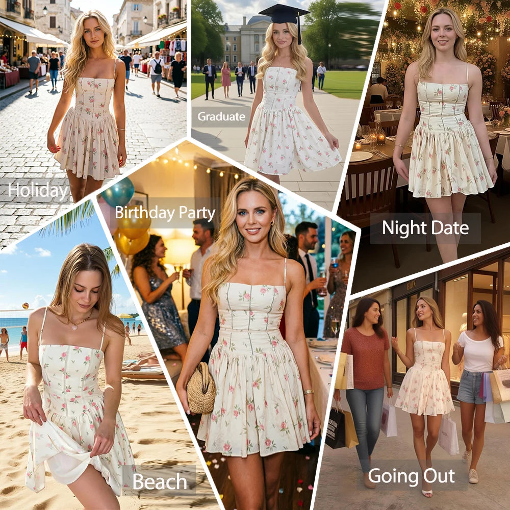 Floral Square Mini Dress