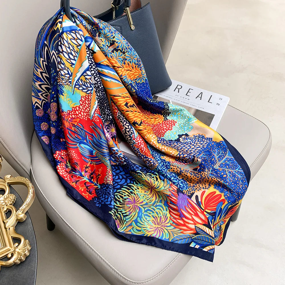 Silk-Feel Square Office Scarf