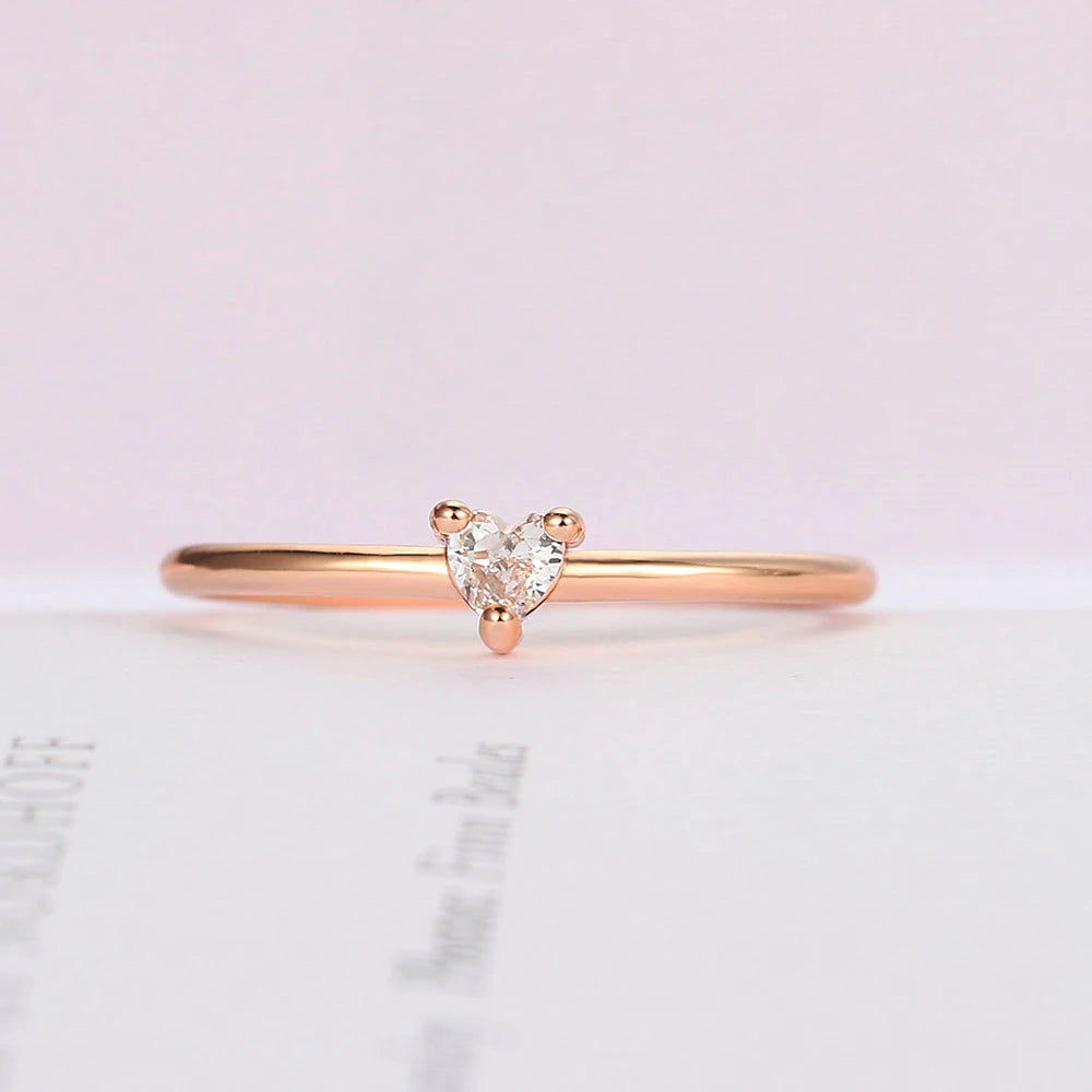 Dainty Heart Zircon Ring