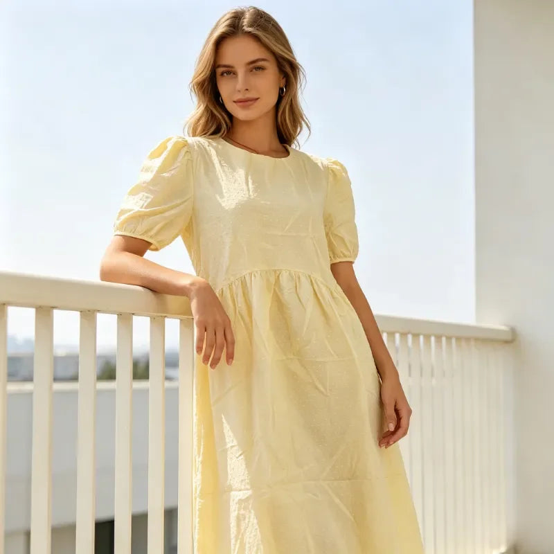 Dot Puff Sleeve Dress