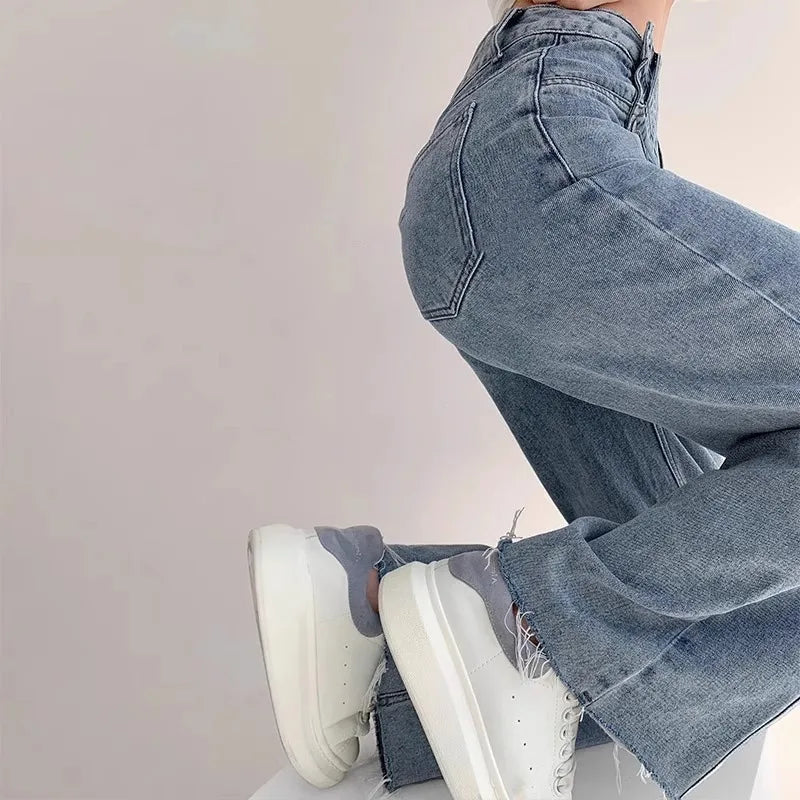 Draped Wide Leg Jeans